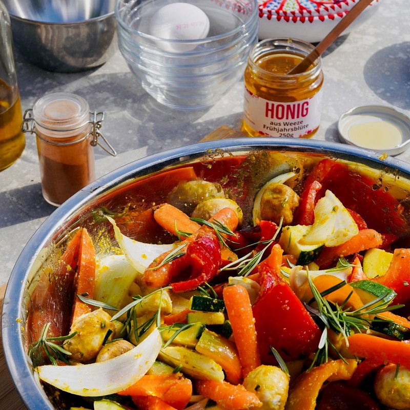 Grillgemüse im Honey-Rub Bienenkönig Niederrhein