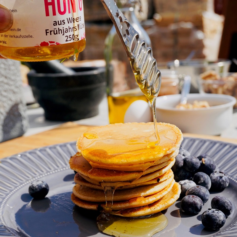 Mandelpancakes mit Honig Bienenkönig Niederrhein (1)